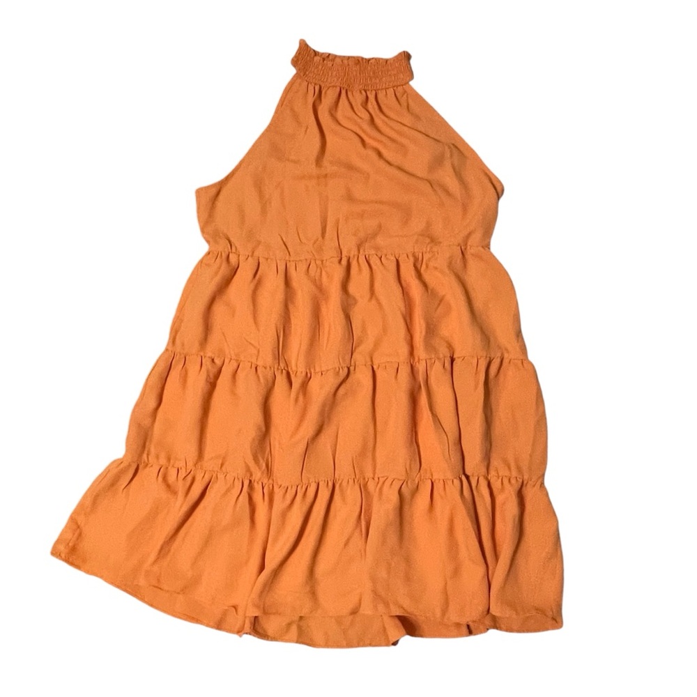 Sam and Jess Medium Halter Neck Orange Dress with Ruffles